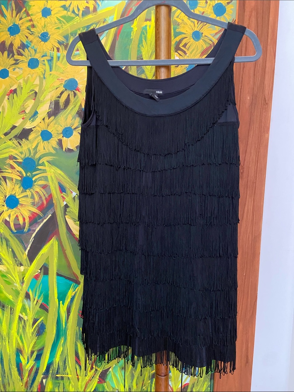 H&M Black Fringe Sleeveless Cocktail Flapper Dress